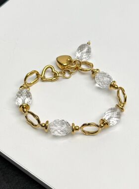 天然白水晶手链女款单圈手串饰品礼物送女友闺蜜