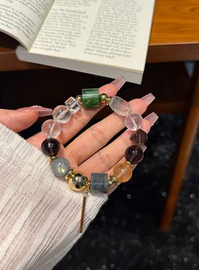 天然黄水晶手链女款单圈手串饰品礼物送女友闺蜜