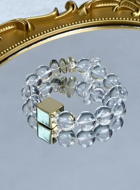 天然白水晶手链女款单圈简约风格饰品礼物送女友闺蜜生日礼物