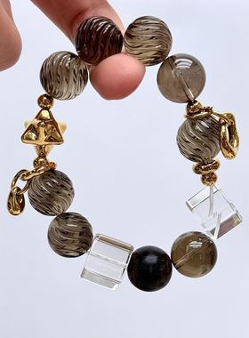 天然茶水晶手链女款单圈时尚百搭饰品礼物送女友闺蜜生日礼物