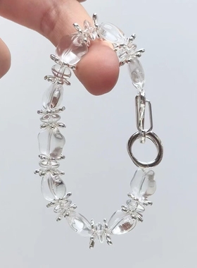 天然白水晶手链女款单圈时尚百搭饰品礼物送女友闺蜜生日礼物