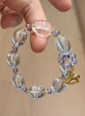 天然紫水晶手链女款单圈手串饰品礼物送女友闺蜜