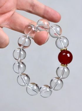 天然白水晶手链男款单圈手串送男友闺蜜父亲生日礼物