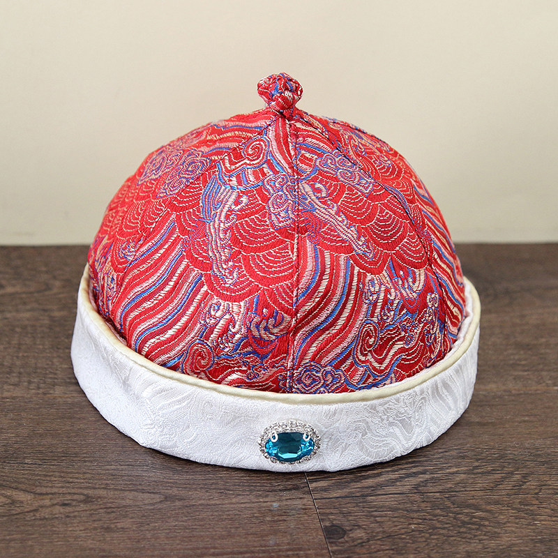 儿童帽子男童春秋季中国风洋气瓜皮帽婴儿宝宝喜庆礼服唐装地主帽