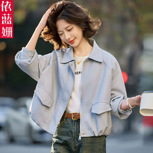 宽松气质休闲百搭PU皮夹克 春秋小个子韩版 皮衣外套女短款 2025新款