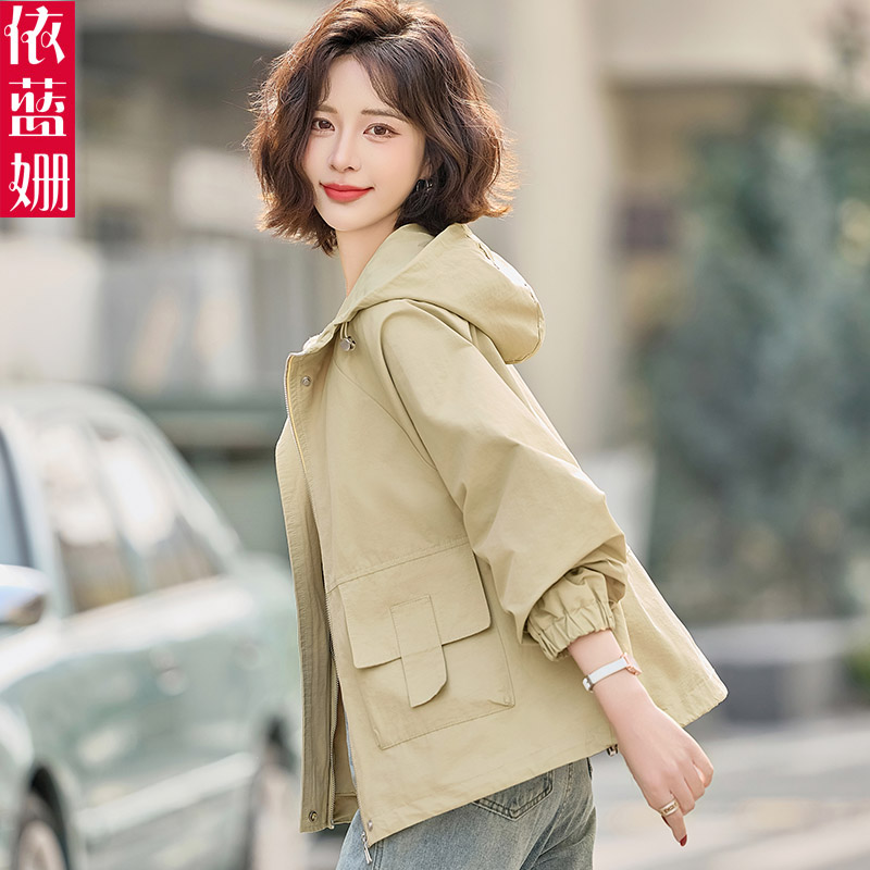 外套女春秋短款2025新款时尚休闲宽松小个子风衣工装连帽夹克上衣