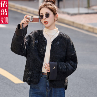 高级感兔毛刺绣短外套女2025年秋冬季新款今年流行的爆款女装上衣