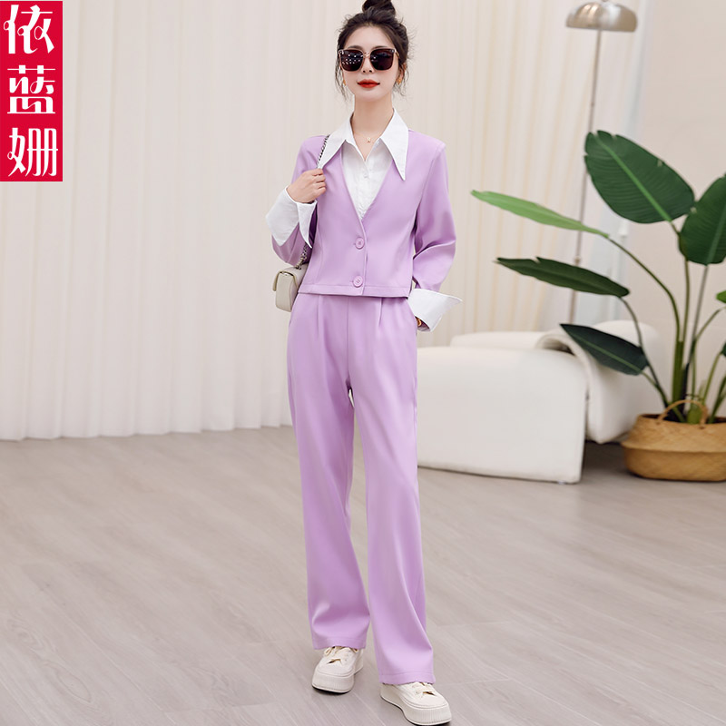 时尚休闲套装女2025春秋新款名媛小香风外套显瘦阔腿裤气质两件套