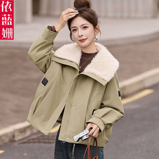 加绒加厚棉服女短外套2025冬装新款洋气爆款减龄小个子羊羔毛上衣