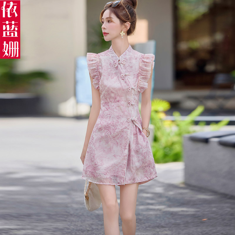 小个子新中式盘扣国风套装裙女夏