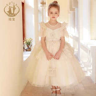 轻奢高端华丽女童礼服花童婚礼主持人网纱钢琴演奏儿童演出服