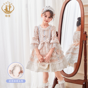 洛丽塔女童公主裙秋装 小女孩洋气萝莉塔连衣裙儿童lolita生日礼服