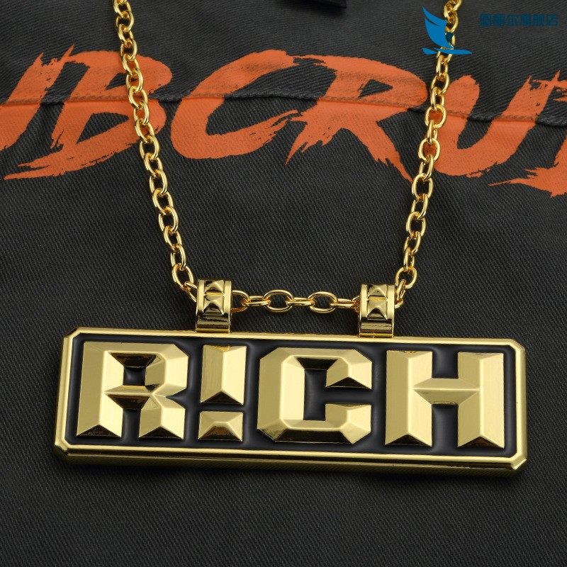 中国新说唱吴亦凡同款晋级项链男女有嘻哈表演出RICH吊坠大金链子
