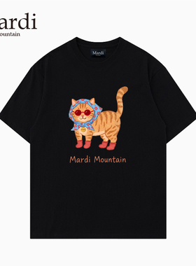 专柜授权 Mardi Mountain韩国正品2026夏新款黑白纯棉短袖女t恤