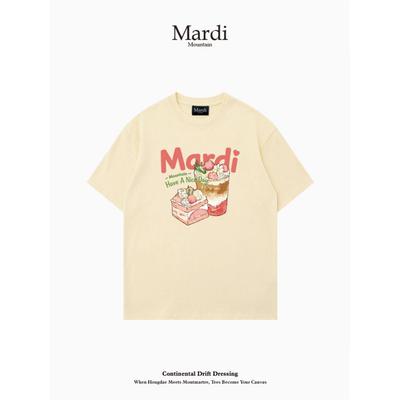 专柜授权Mardi Mountain韩国正品2025夏新款黑白纯棉短袖女t恤