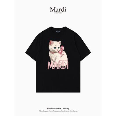 专柜授权 Mardi Mountain韩国正品2026夏新款黑白纯棉短袖女t恤