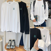 潮牌t初高中学生基础打底衫 青少年小马刺绣纯棉长袖 T恤男大童春季