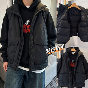 青少年羽绒马甲初高中生冬季外穿立领羽绒马夹宽松保暖坎肩外套潮