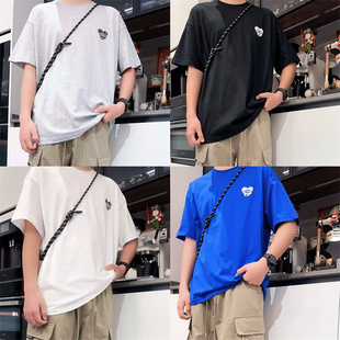 男童短袖T恤夏季新款中大童纯棉休闲半袖t青少年宽松休闲体恤潮牌