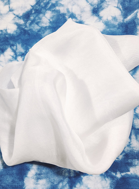 100桑蚕丝 扎染 水拓染 蓼蓝鲜叶染 真丝丝巾方巾 蜡染植物染白色