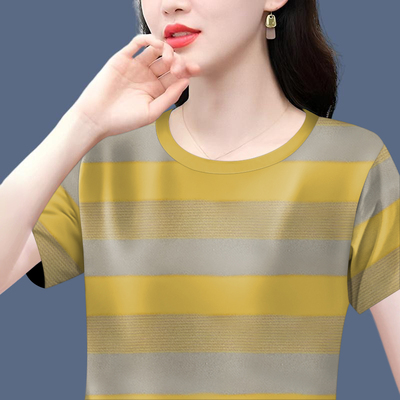 清仓捡漏~2025新款妈妈装夏季短袖圆领打底衫遮肚显瘦T恤女上衣潮