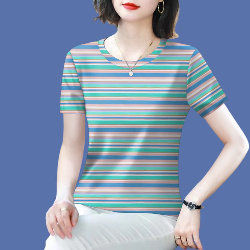 清仓捡漏~2025新款妈妈装夏季短袖圆领打底衫遮肚显瘦T恤女上衣潮