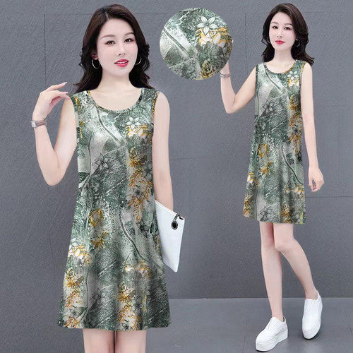 清仓捡漏~时尚爆款夏季薄款女装妈妈吊带背心连衣裙大码洋气显瘦