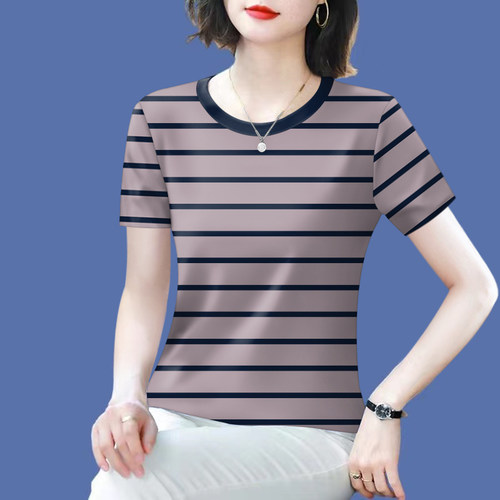 清仓捡漏~2025新款妈妈装夏季短袖圆领打底衫遮肚显瘦T恤女上衣潮