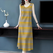 2025夏新款 连衣裙女 印花背心吊带中长款 中老年修身 减龄遮肚妈妈装