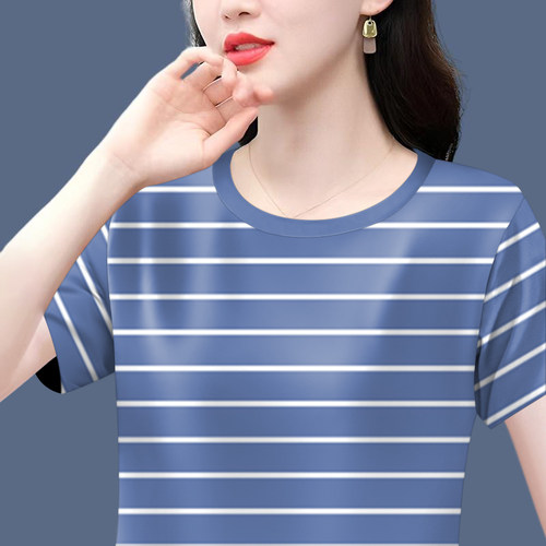 清仓捡漏~2025新款妈妈装夏季短袖圆领打底衫遮肚显瘦T恤女上衣潮