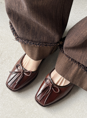 Kmeizu巨软~3cm低跟单鞋女春新款文艺中古中跟上班通勤芭蕾舞瓢鞋