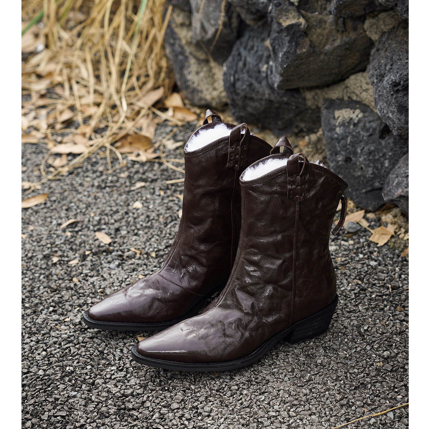 Kmeizu高定版~4.5cm粗跟短靴女羊皮加绒加厚V口西部靴雪地马丁靴,女鞋,时装靴,淘宝优惠券,粉丝福利购,淘宝优惠卷