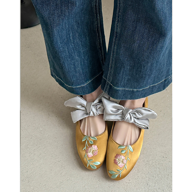 手工刺绣高级感玛丽珍鞋