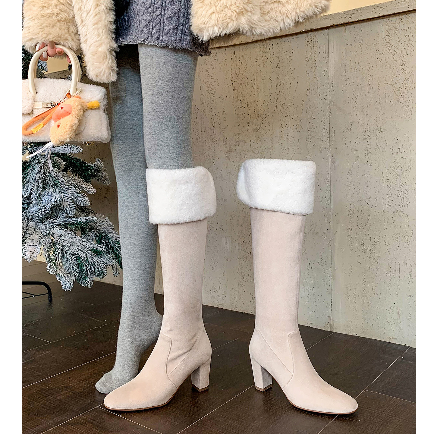 两穿翻折长靴女秋冬过膝靴显瘦靴