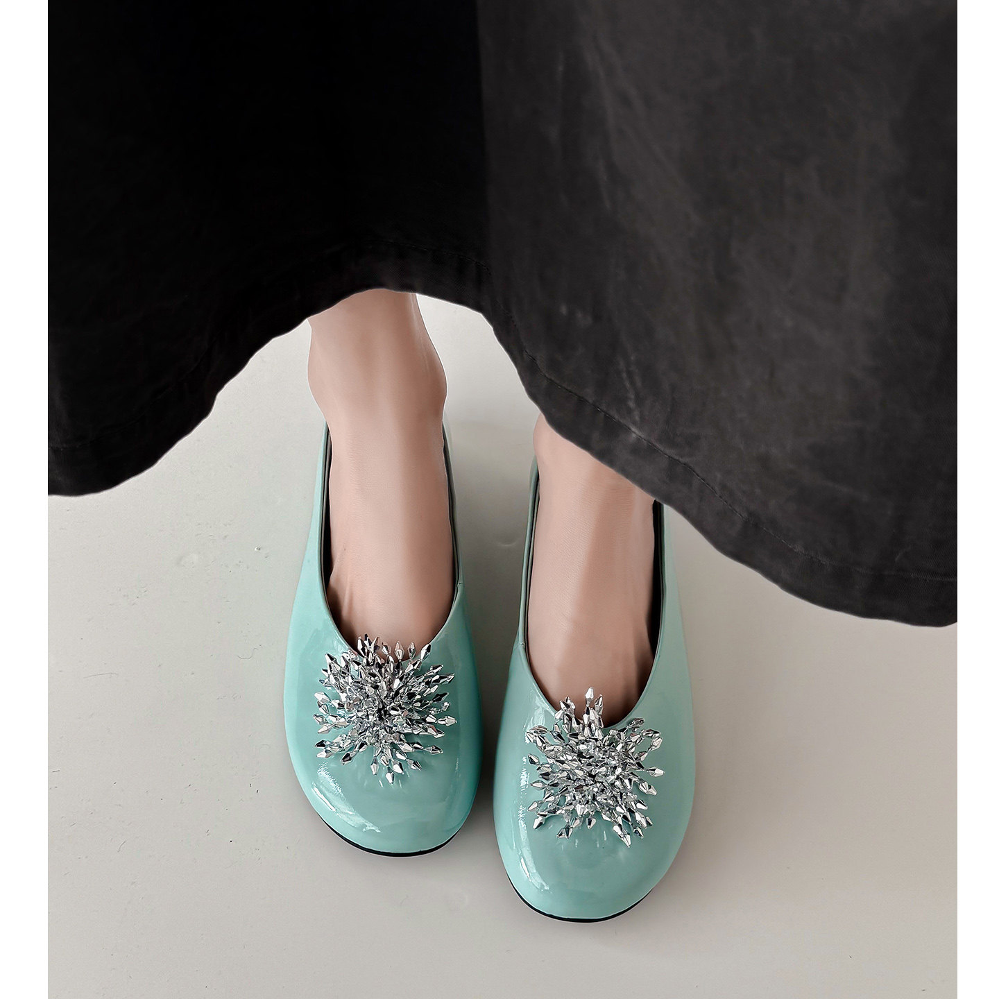 Kmeizu巨软~3cm内增高漆皮单鞋女新款璀璨闪闪花朵小皮鞋平底瓢鞋,女鞋,浅口单鞋,淘宝优惠券,粉丝福利购,淘宝优惠卷