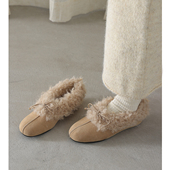 Kmeizu巨软 大棉内增高单鞋 平底毛毛鞋 女秋冬加绒加厚温柔雪地鞋