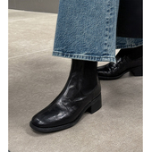 Kmeizu用心做鞋 爆款 短靴女潮单靴方头切尔西靴及踝羊皮瘦瘦靴40