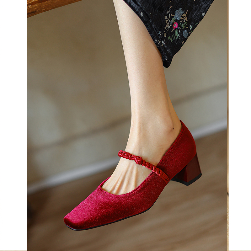 巨软玛丽珍鞋Kmeizu方头新中式