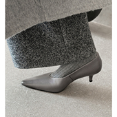 纯皮高跟鞋 女潮尖头真皮奶奶鞋 手工美式 Kmeizu不累脚 单鞋 配大衣