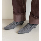 女春新款 磨砂真皮小皮鞋 中跟英式 Kmeizu文艺3.5cm猫跟乐福鞋 单鞋