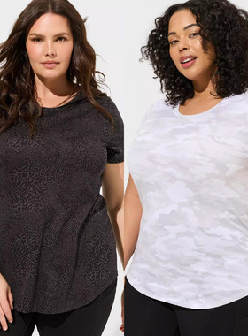 200 300斤TO欧美特大码女健身运动漏背白色短袖中长T恤Y80包邮