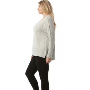 女运动V领拉绒健身瑜伽加厚长袖 大码 T恤薄卫衣Y10 大瑕疵 180斤