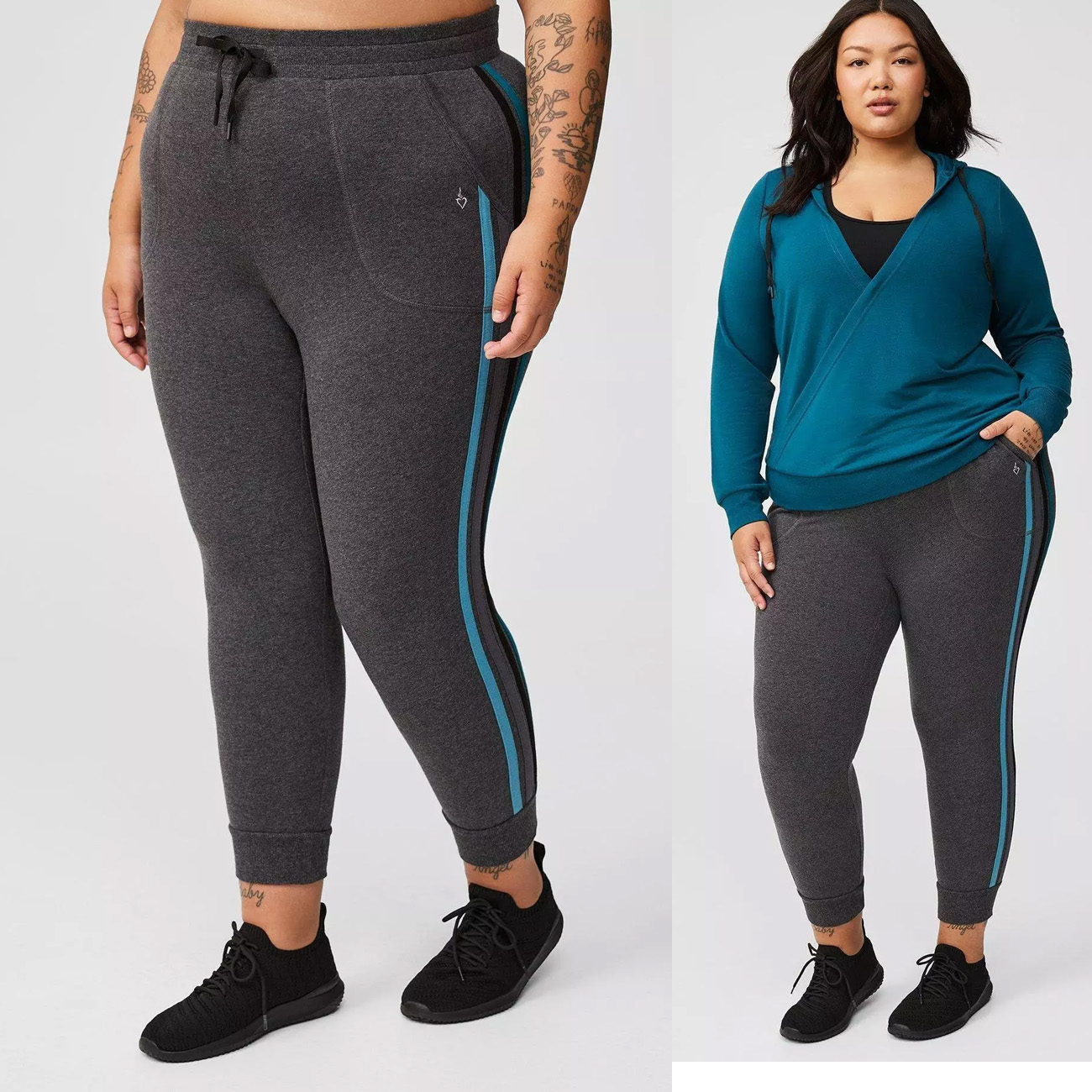 TO 200-400斤欧美加肥大码女条纹高腰95棉内拉绒运动收脚卫裤P38