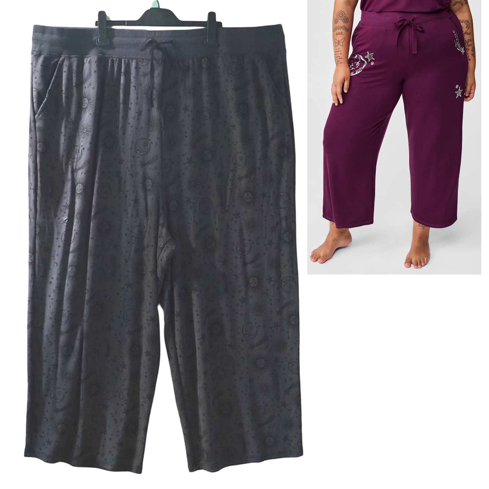 TO 350斤欧美SLEEP胖MM特大码女垂感星星月亮内毛圈家居睡裤子307