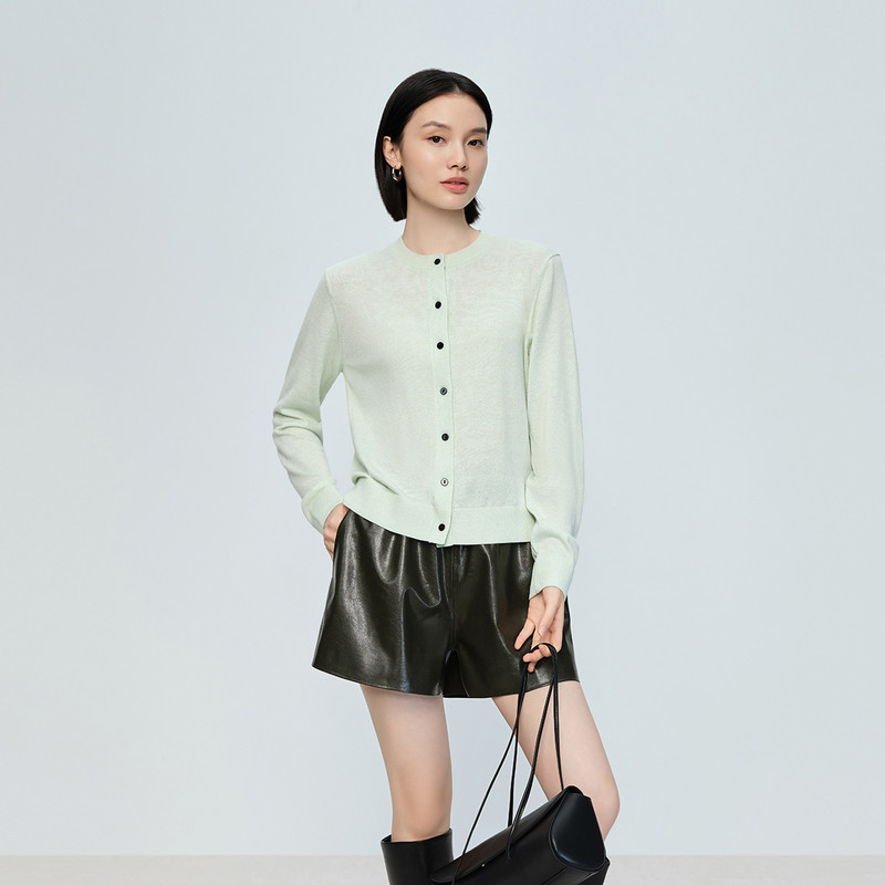 【梅子青开衫】naivee26春新款闪光金葱含羊毛花纱圆领针织衫轻薄,女装/女士精品,毛针织衫,淘宝优惠券,粉丝福利购,淘宝优惠卷