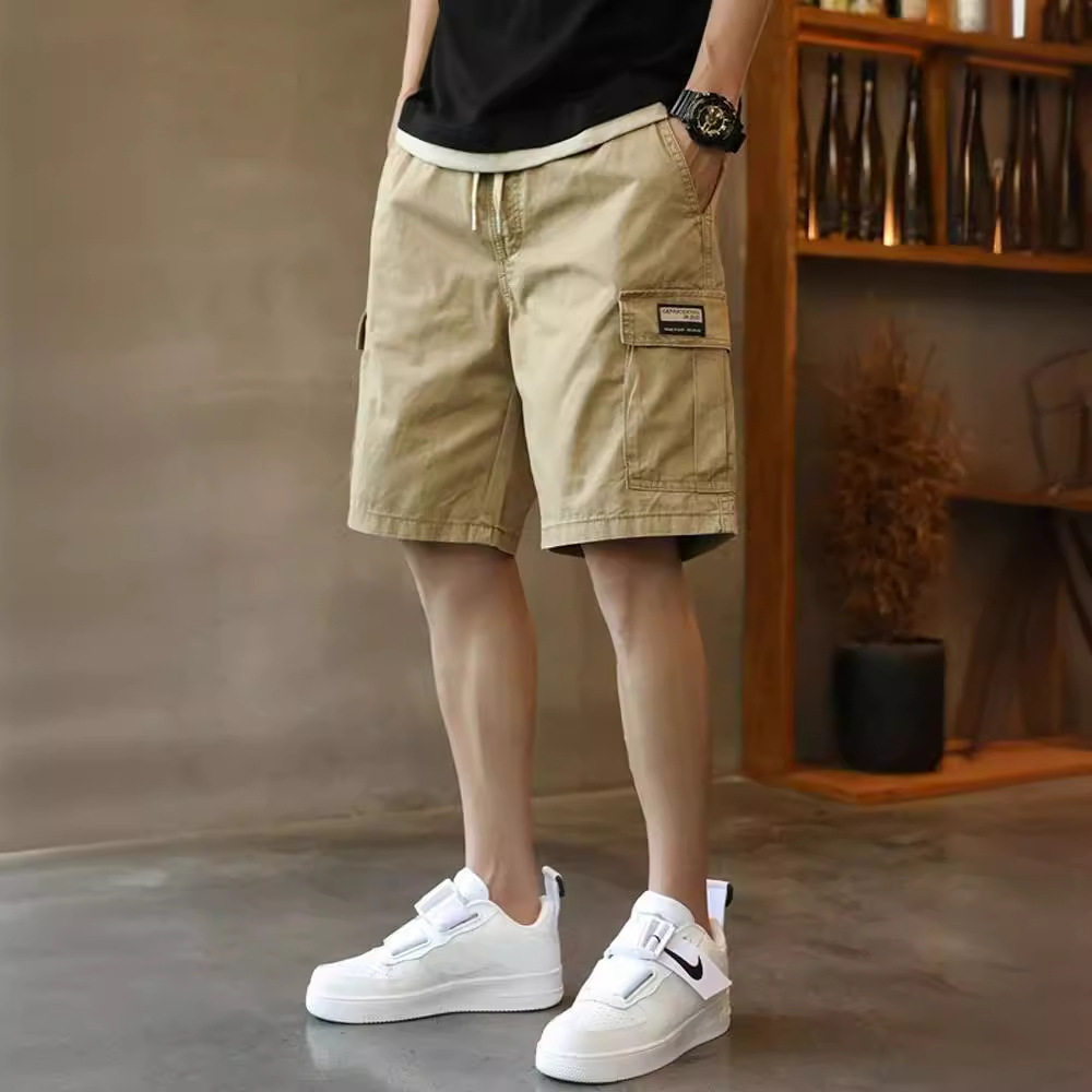 工装休闲短裤男士宽松加肥加大码潮牌夏季外穿卡其色男款五分裤