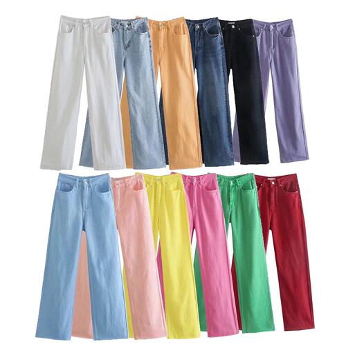 womenclothes高腰彩色牛