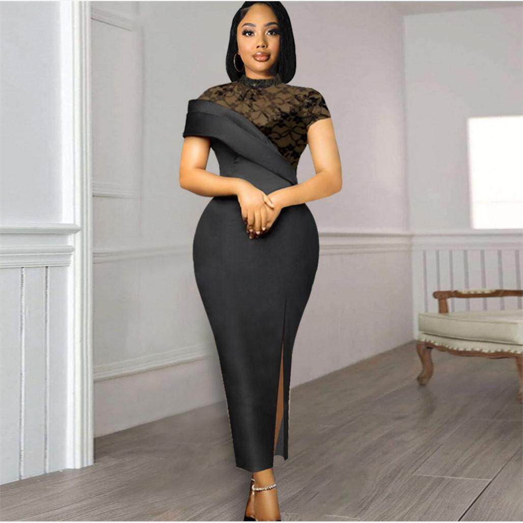 Lace Ruffle Party Dress 设计感复古蕾丝荷叶边收腰派对礼服长裙