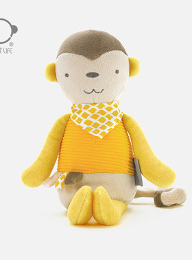 softlife新款可哄睡猴子短毛绒公仔男宝宝安抚玩偶婴幼儿出生礼物