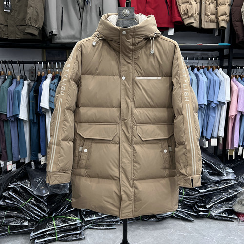 男士连帽羽绒服时尚休闲加厚保暖中长款青年冬季鸭绒衫冬季外套